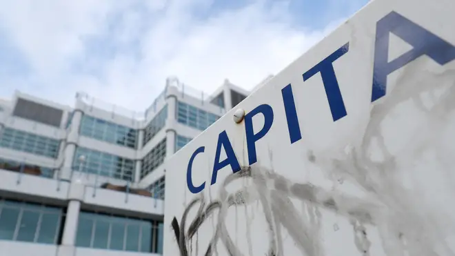 A Capita sign outside its offices in Bournemouth, Dorset