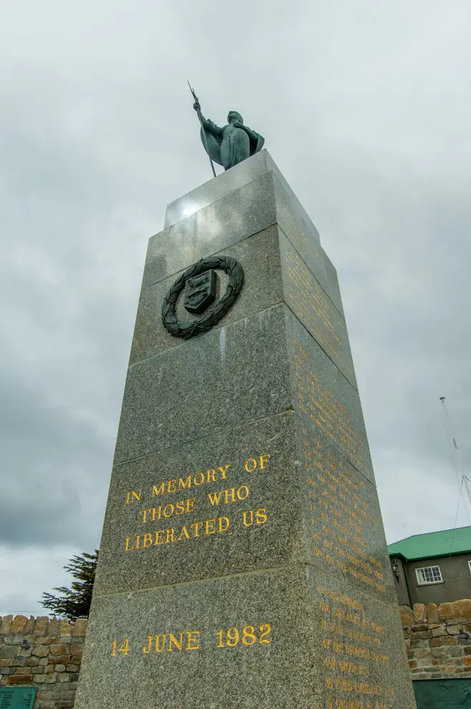 The 1982 Liberation Memorial is a war memorial which commemorates all British Forces and supporting units that served in the Falklands War and helped