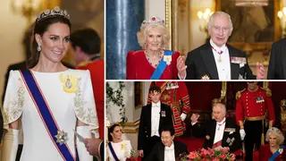 Princess Kate and Prince William attended this evening's banquet, hosted by King Charles