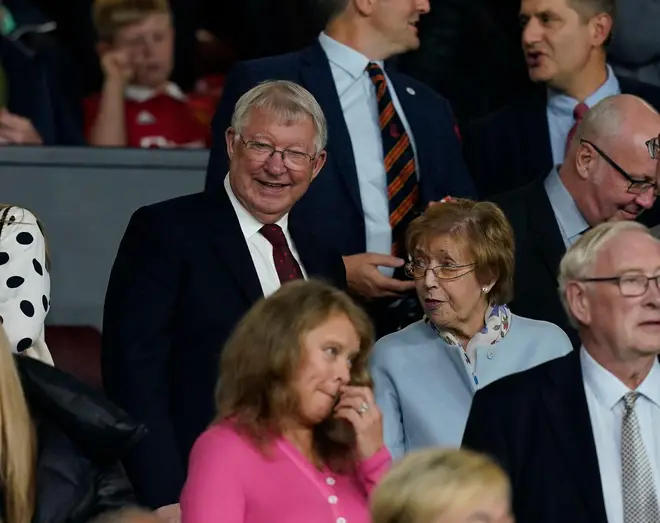 Sir Alex Ferguson and his wife Cathy in the Manchester United directors box