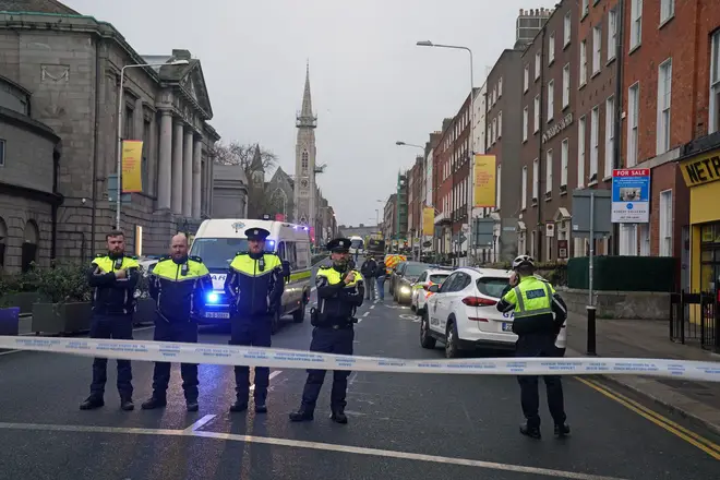 The scene in Dublin city centre shortly after the stabbing incident.