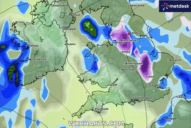 Swathes of England face being hit by snow on Friday next week