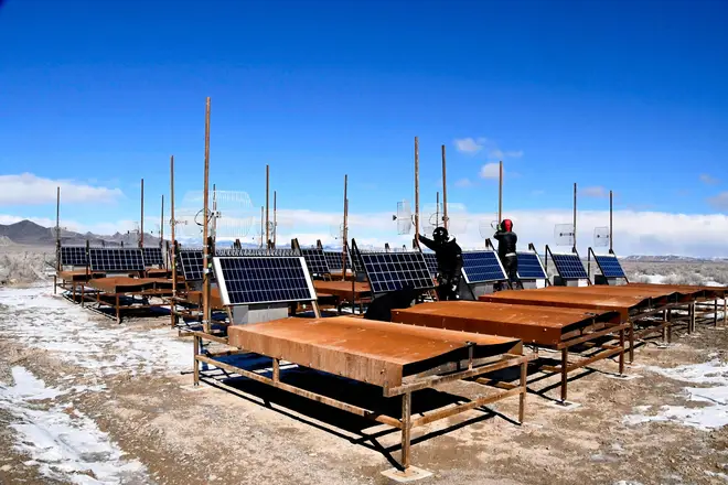 The Telescope Array surface detector in Utah observes air showers induced by cosmic rays.