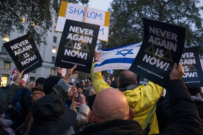 Protesters against anti-Semitism in London