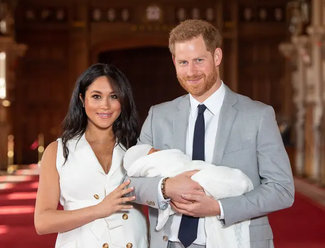 ce Harry, Duke of Sussex and Meghan, Duchess of Sussex, pose with their newborn son Archie
