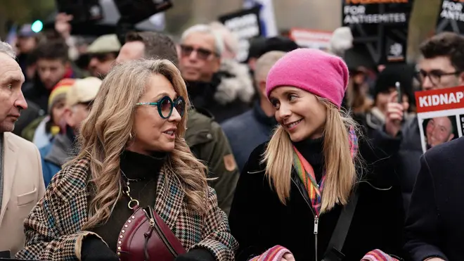 Tracey-Ann Oberman (left) and Rachel Riley take part in a march against anti-Semitism
