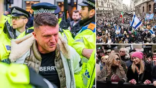 Tommy Robinson has been arrested as thousands gather in London for a march against anti-Semitism
