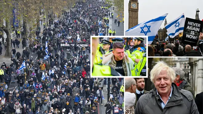 Hundreds of thousands of people marched through central London to demonstrate against anti-Semitism
