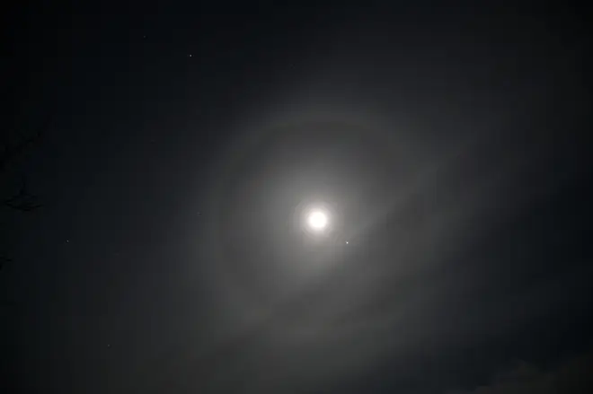 Social media users have shared their delight after spotting the "unbelievable" moment a "halo" could be seen around the moon