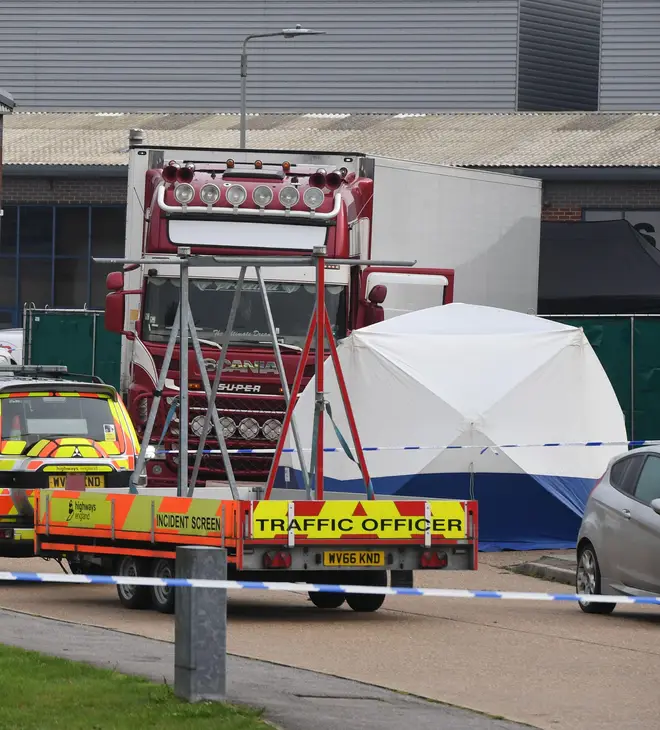 File photo dated 23/10/19 of police activity at the Waterglade Industrial Park in Grays, Essex, after 39 bodies were found inside a lorry container on the industrial estate.