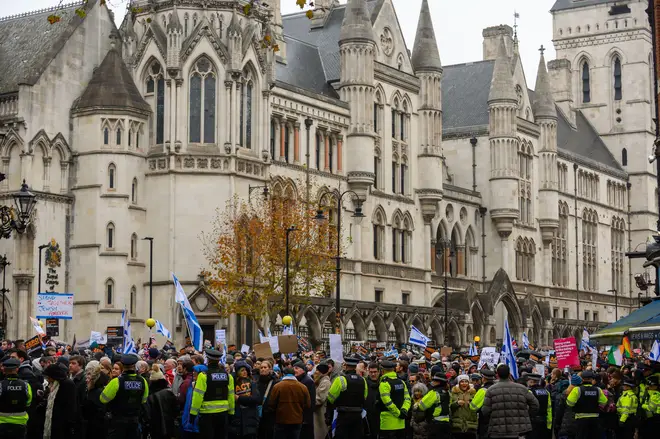 Thousands march Against Antisemitism in London, with prominant figures leading the march