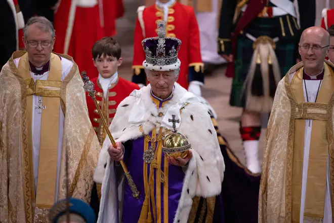 King Charles being crowned