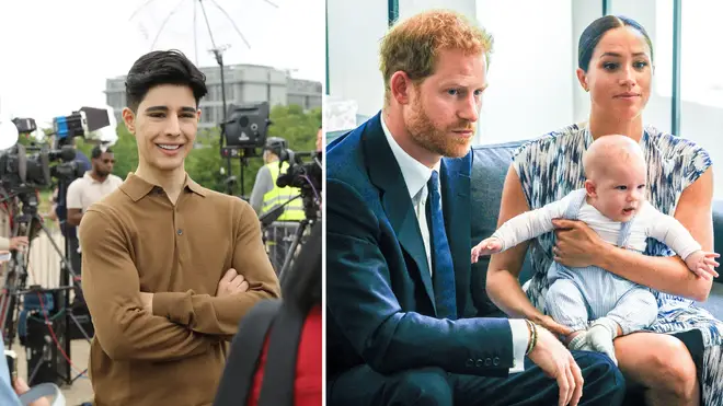 Omis Scobie (l) and Harry, Meghan and Archie (r)
