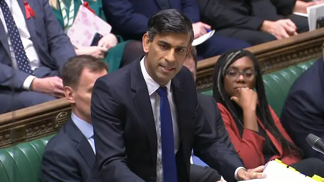 Prime Minister Rishi Sunak speaks during Prime Minister's Questions in the House of Commons, London. Picture date: Wednesday November 29, 2023.