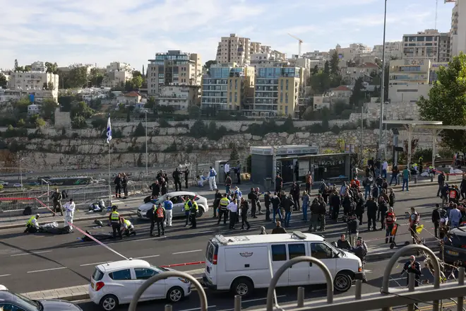 The scene of the shooting in Jerusalem