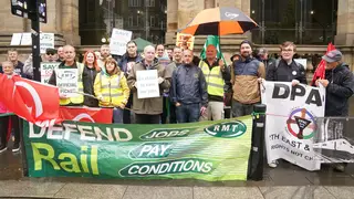 RMT leader Mick Lynch on a picket line