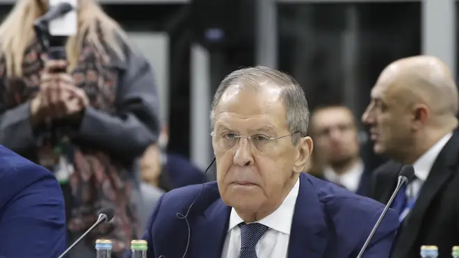 Russia’s foreign minister Sergei Lavrov, front, attends the plenary session of the Organisation for Security and Co-operation in Europe
