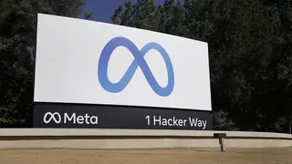 Facebook's Meta sign at the company's headquarters