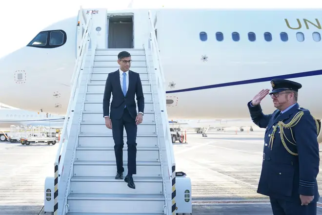 Prime Minister Rishi Sunak arrives in Dubai