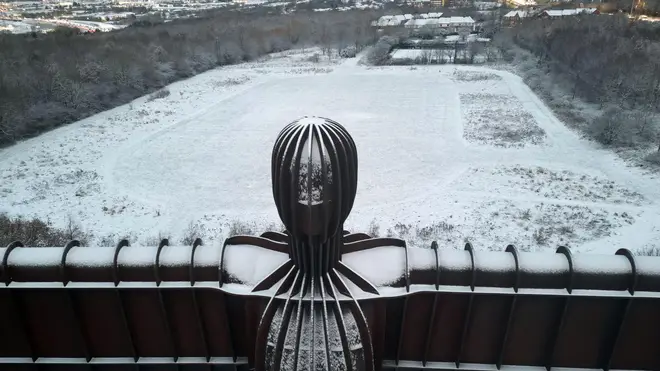 The Angel of the North statue in Gateshead covered in snow. Picture date: Friday December 1, 2023.