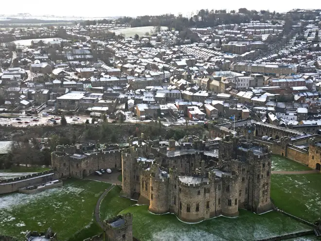 Snow in Alnwick, Northumberland. Road users are being warned of icy conditions as the Met Office issued snow and ice yellow alerts. Picture date: Thursday November 30, 2023.