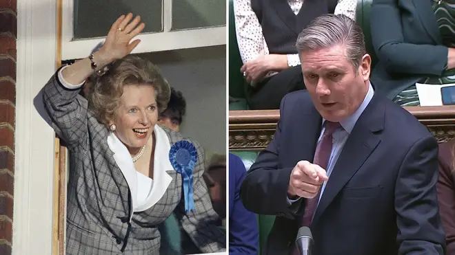 Sir Keir Starmer was accused of trying to "ride on the coattails" of Margaret Thatcher&squot;s success by praising the former prime minister while appealing to Tory voters.