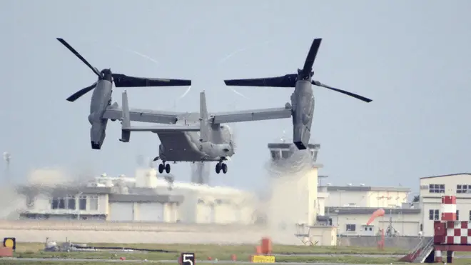 A US military CV-22 Osprey takes off from a base in western Japan