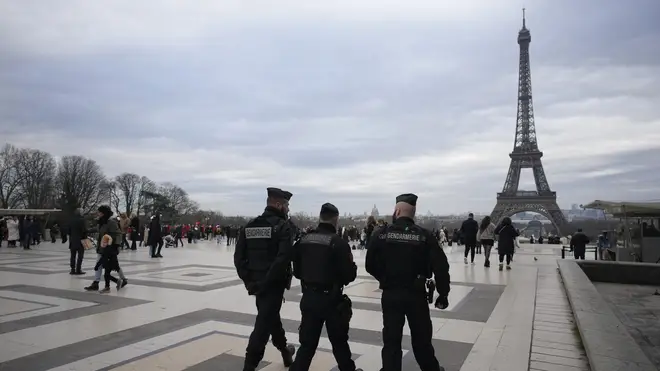 Police near the Eiffel Tower after the attack