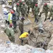 Rescuers at the copper mine in Chingola