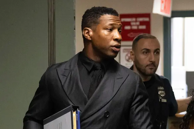 Jonathan Majors attends the first day of his assault trial in New York City