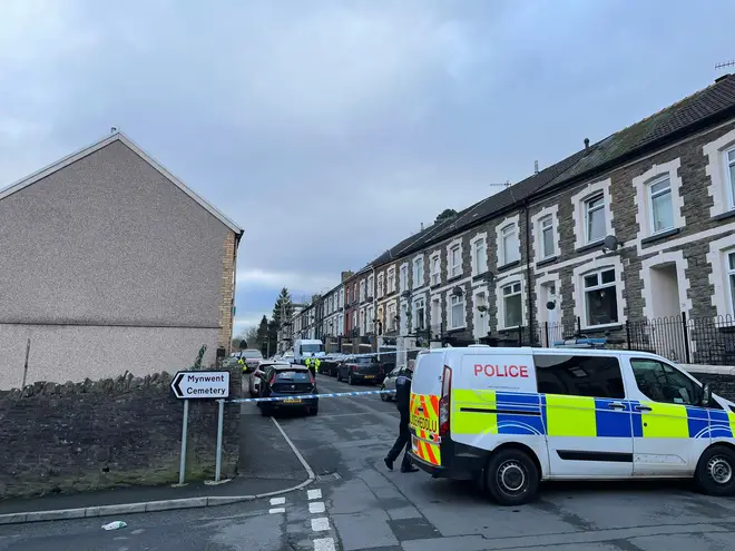 Police swept on the Welsh town on Tuesday