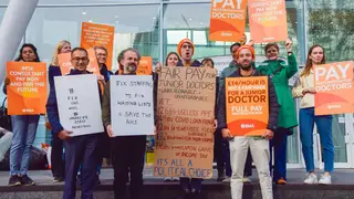 A British Medical Association (BMA) picket outside University College Hospital in October