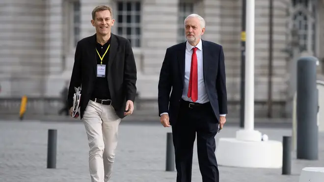 Labour leader Jeremy Corbyn with advisor Seumas Milne
