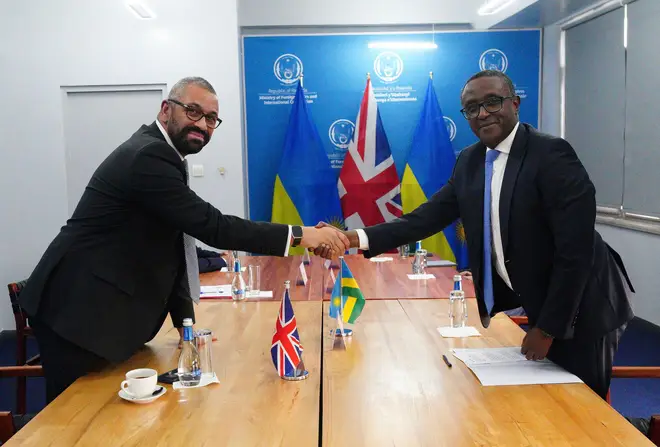 James Cleverly flew to Rwanda on Tuesday.