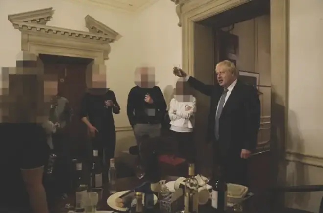 Boris Johnson at a Downing Street gathering during the pandmeic