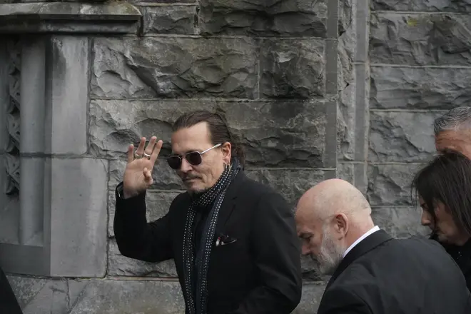 Johnny Depp arrives for the funeral of Shane MacGowan at Saint Mary's of the Rosary Church, Nenagh, Co. Tipperary
