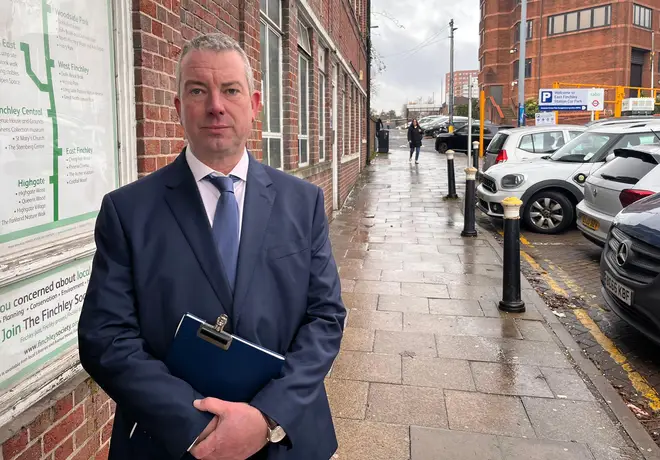 DCI Neil John outside East Finchley Underground station in north London as Metropolitan Police detectives are appealing for information in the unsolved murder of Anthony Littler