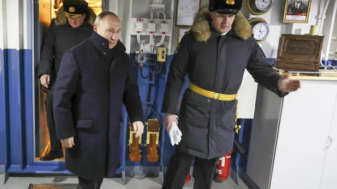Vladimir Putin on a ship