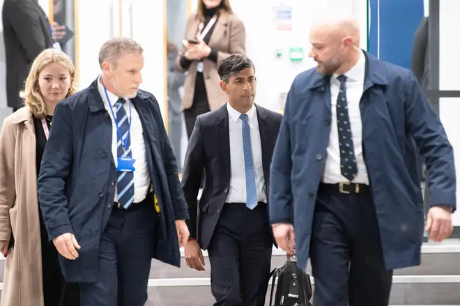 Rishi Sunak pictured leaving the Covid Inquiry yesterday