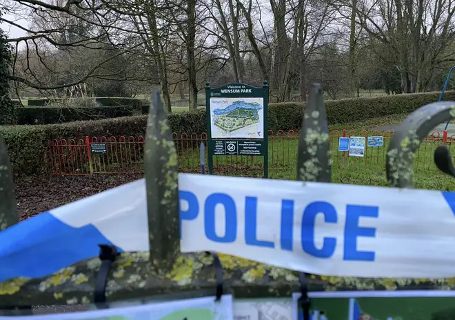 Police at the scene in Wensum Park this morning