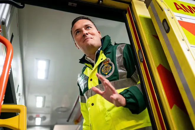 Labour shadow health secretary Wes Streeting in an ambulance, during a visit to the London Ambulance Station in Waterloo this week