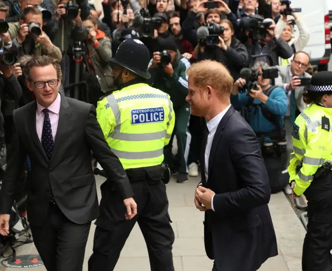 Prince Harry the Duke of Sussex arrives at the Royal Courts of Justice in his libel case against Mirror Group Newspapers over alleged phone hacking