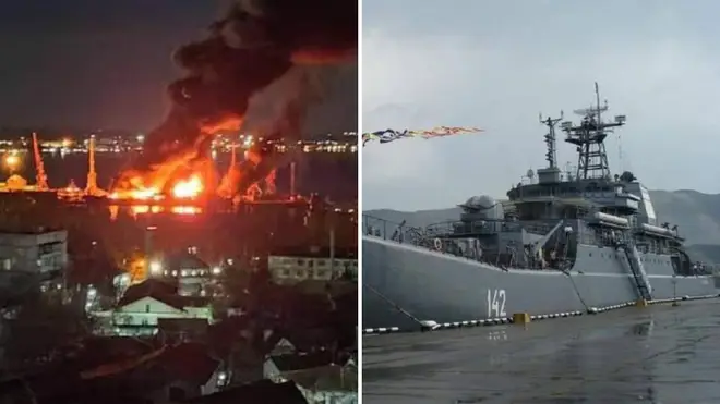 The strike on the landing ship Novocherkassk has been confirmed by both Russia and Ukraine