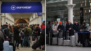 Passengers wait at the Eurostar terminal at St Pancras International