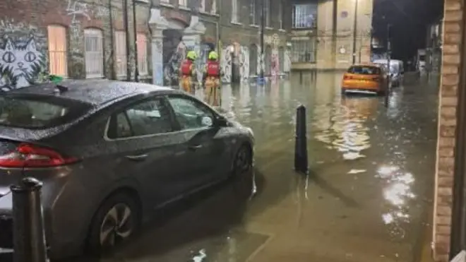 Hackney Wick flooding on Thursday night