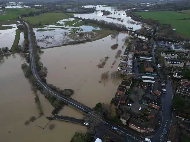 Flooding hit Pulborough in West Sussex.
