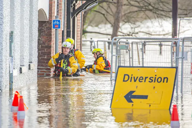 Evacuations were under way as homes flooded in Bewdley, Worcestershire