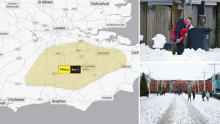 Snow is due to hit parts of the UK as the Met Office issued an ice warning