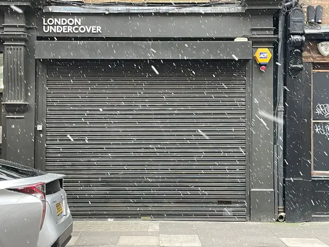 Snow has been falling in London