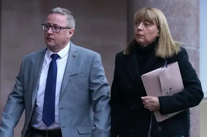 Linda and Stuart Allan, the parents of Katie Allan arrive at Falkirk Sheriff Court